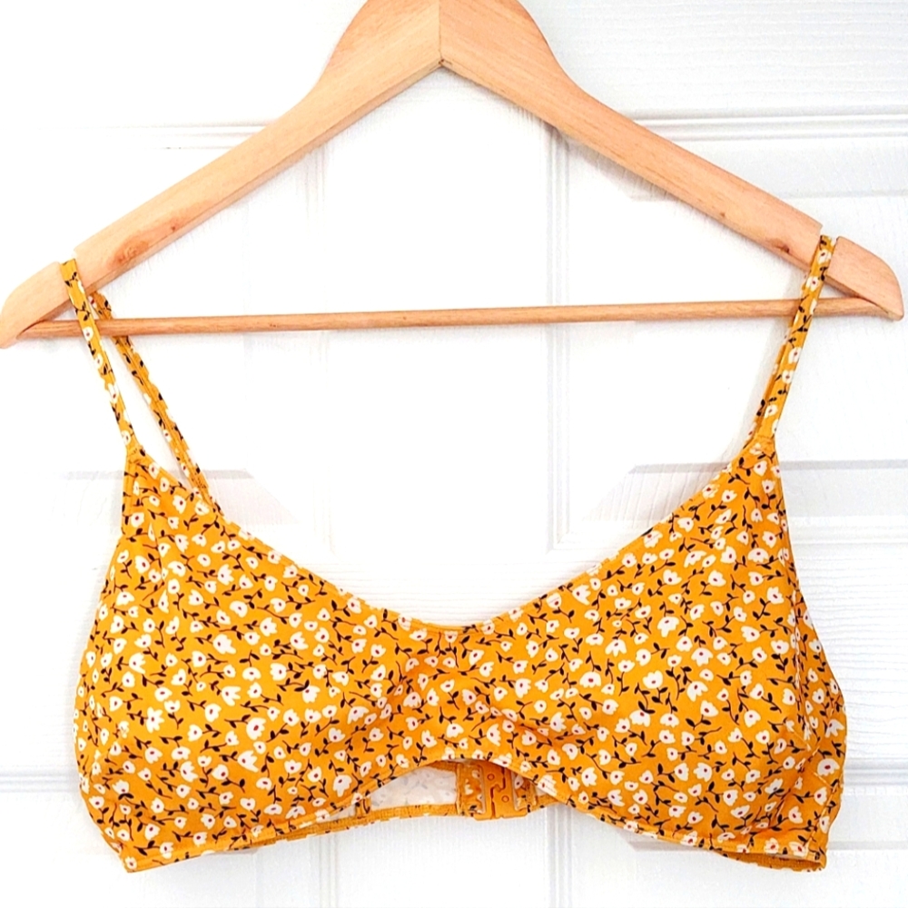 Yellow Daisy pattern bikini top